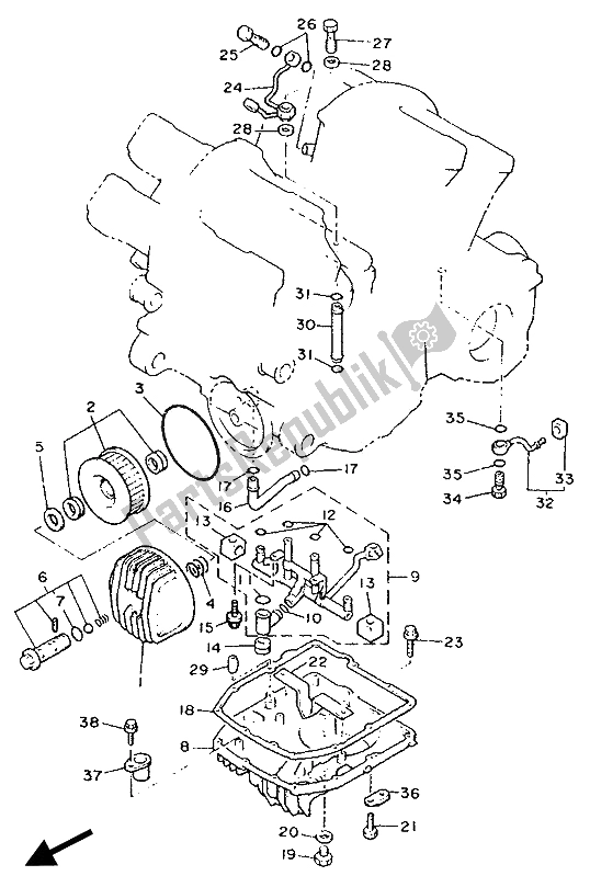 Tutte le parti per il Filtro Olio del Yamaha XVZ 13 TD Venture Royal 1300 1990