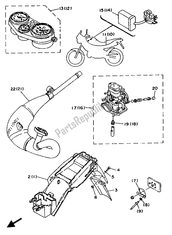 Tutte le parti per il Alternate (telaio) (per Se-ch) del Yamaha TDR 125 1993