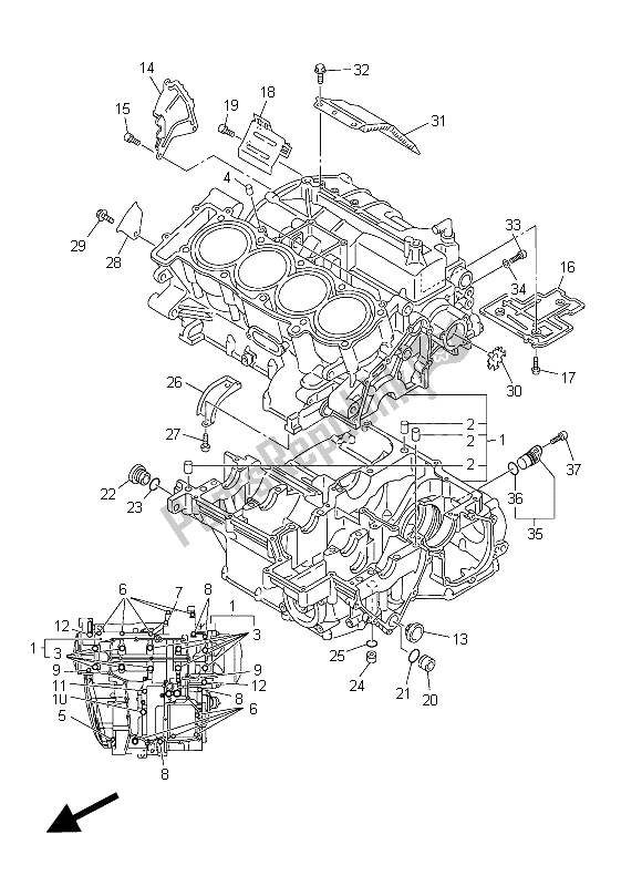 All parts for the Crankcase of the Yamaha FJR 1300A 2015