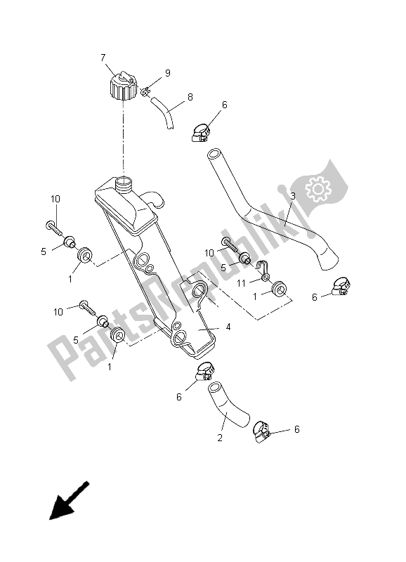 All parts for the Radiator & Hose of the Yamaha DT 50R SM 2011