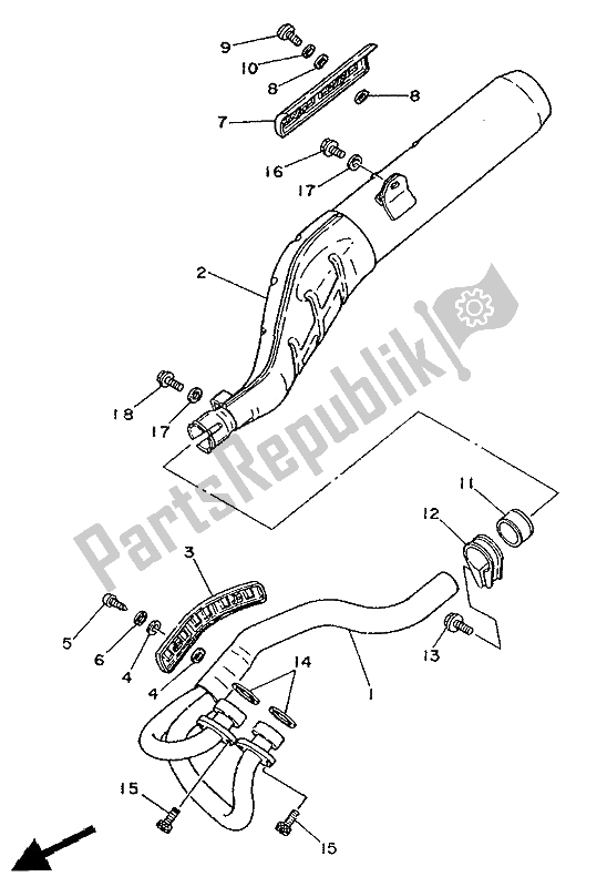 All parts for the Exhaust of the Yamaha XT 350 1991