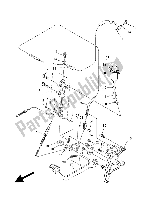 All parts for the Rear Master Cylinder of the Yamaha YFM 300F Grizzly 2X4 2013