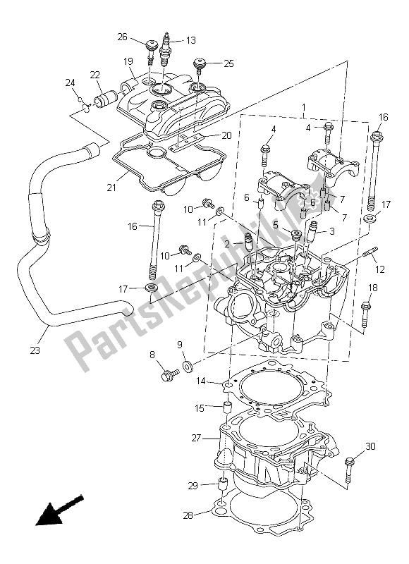 All parts for the Cylinder of the Yamaha YZ 450F 2014