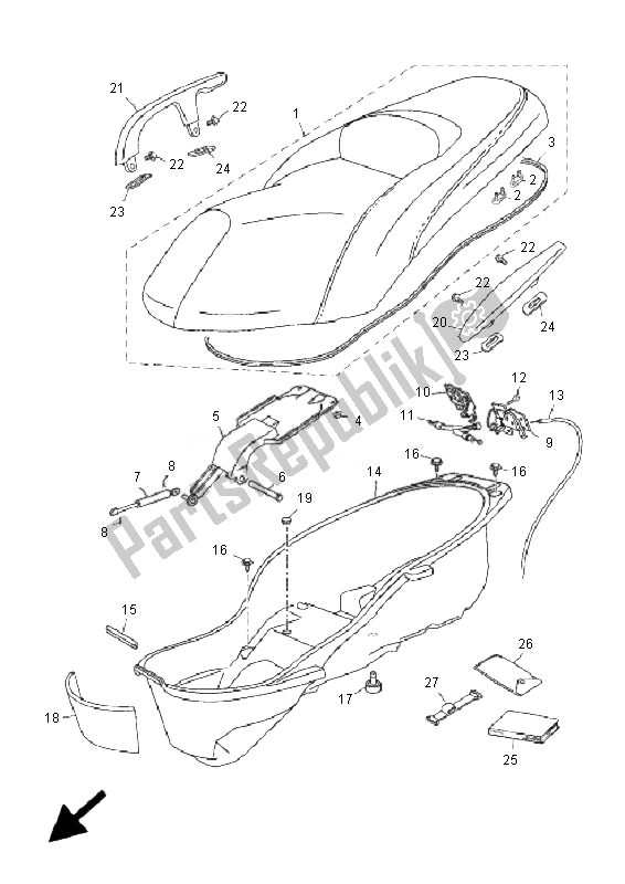 All parts for the Seat of the Yamaha YP 250R X MAX 2007