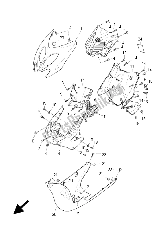 All parts for the Leg Shield of the Yamaha YQ 50 Aerox 2009