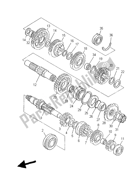 All parts for the Transmission of the Yamaha XJR 1300 2007