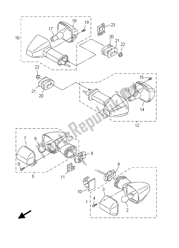 Tutte le parti per il Luce Lampeggiante del Yamaha FZS 600 Fazer 2003