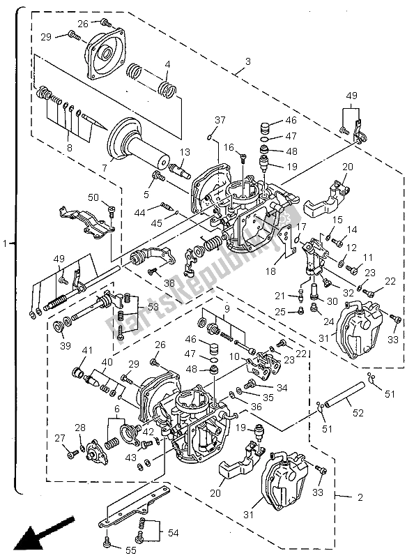 All parts for the Carburetor of the Yamaha XV 535 Virago 1998