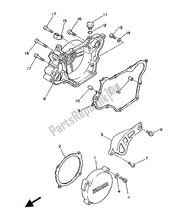 Tutte le parti per il Coperchio Del Carter 1 del Yamaha YZ 125 1987