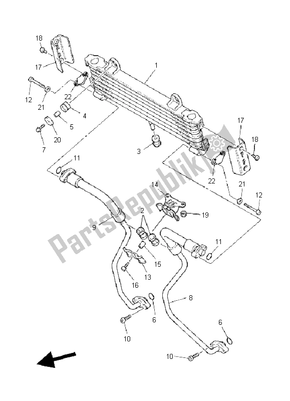 All parts for the Oil Cooler of the Yamaha XJR 1300 2008