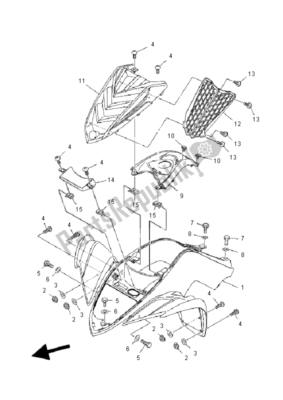 All parts for the Front Fender of the Yamaha YFM 90R 2010