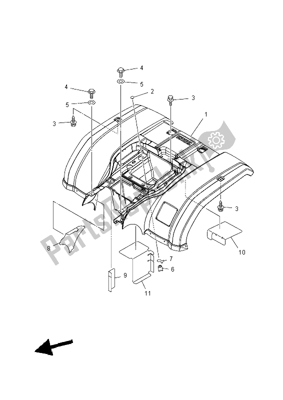 All parts for the Rear Fender of the Yamaha YFM 350 DE Grizzly 2014