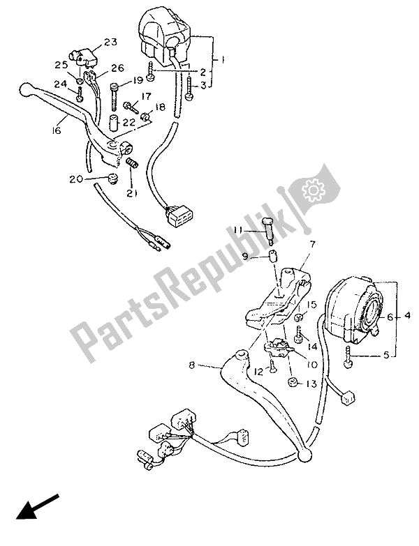 Toutes les pièces pour le Interrupteur Et Levier De Poignée du Yamaha XJ 900F 1989