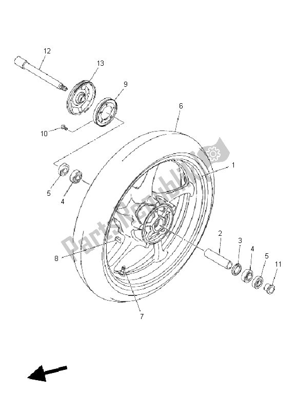 Tutte le parti per il Ruota Anteriore del Yamaha FZ8 NA 800 2011