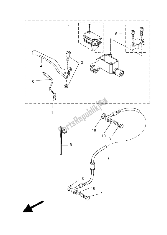 All parts for the Front Master Cylinder of the Yamaha YQ 50L Aerox 50 TH Anniversary 2012