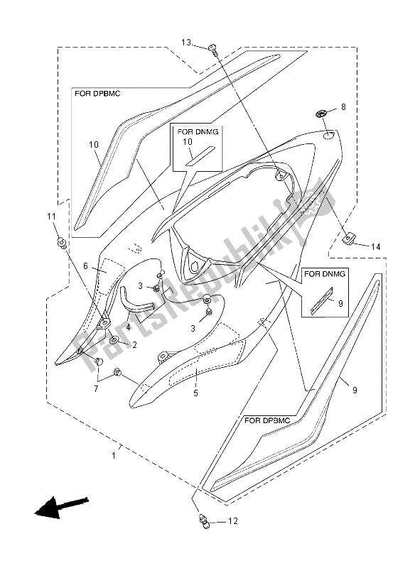 Tutte le parti per il Coperchio Laterale del Yamaha YZF R1 1000 2008