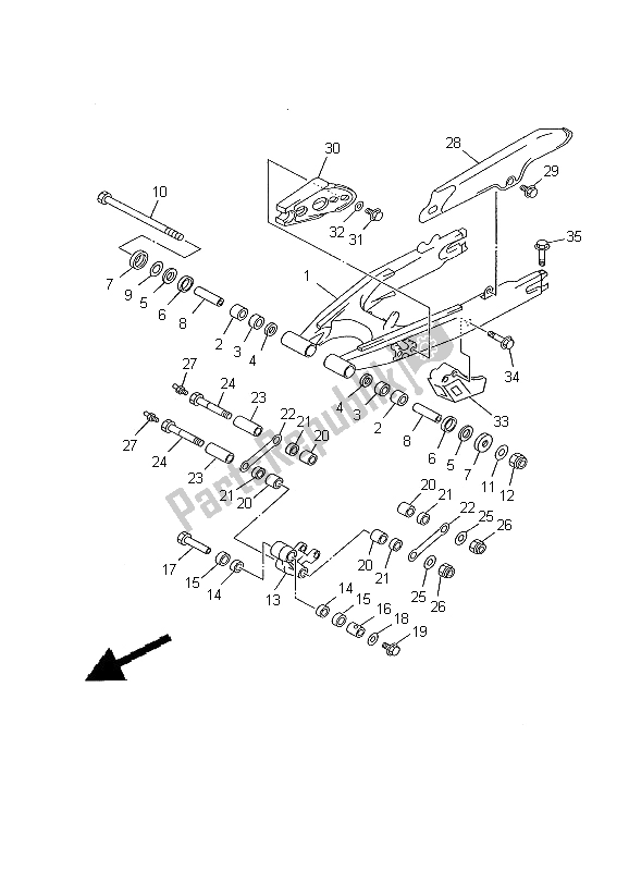 Todas las partes para Brazo Trasero de Yamaha DT 125R 2000