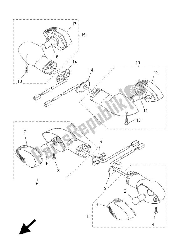All parts for the Flasher Light of the Yamaha FZ1 N Fazer 1000 2008