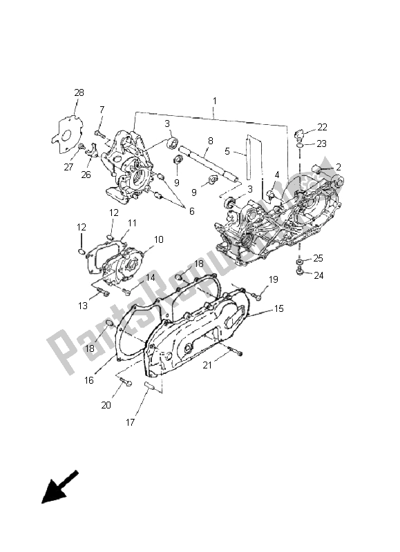 All parts for the Crankcase of the Yamaha CS 50R AC JOG 2009