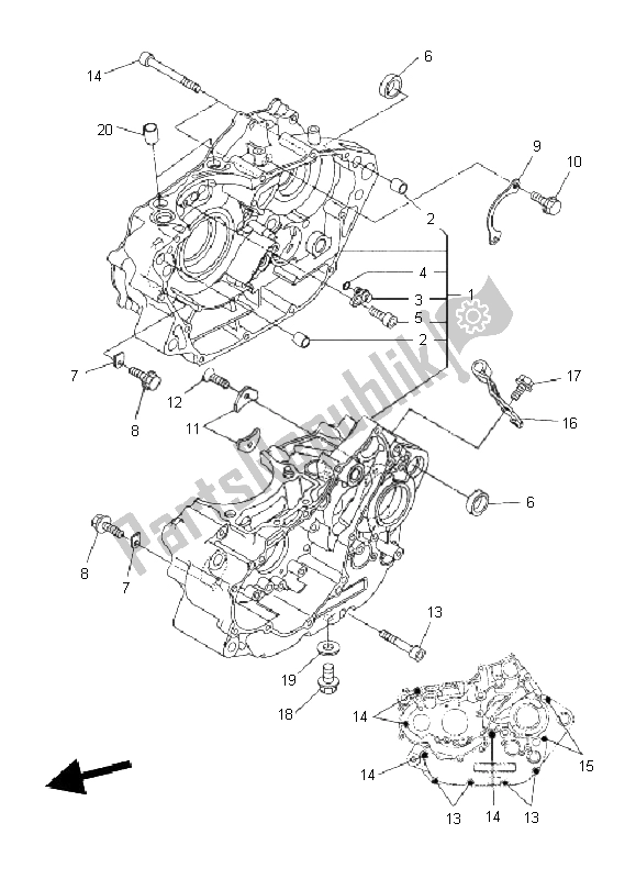 All parts for the Crankcase of the Yamaha WR 250X 2011