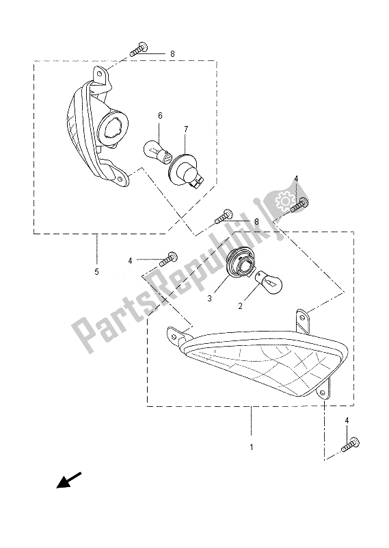 All parts for the Flasher Light of the Yamaha VP 250 2013