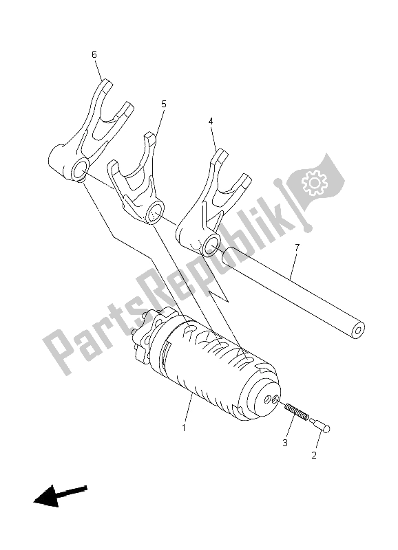 All parts for the Shift Cam & Fork of the Yamaha WR 250R 2009