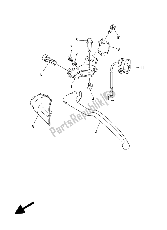 All parts for the Handle Switch & Lever of the Yamaha YZ 450F 2014