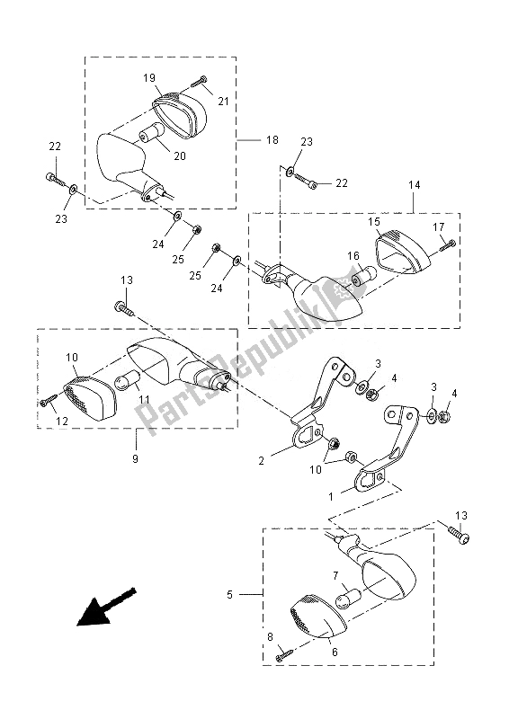 All parts for the Flasher Light of the Yamaha NS 50N 2013