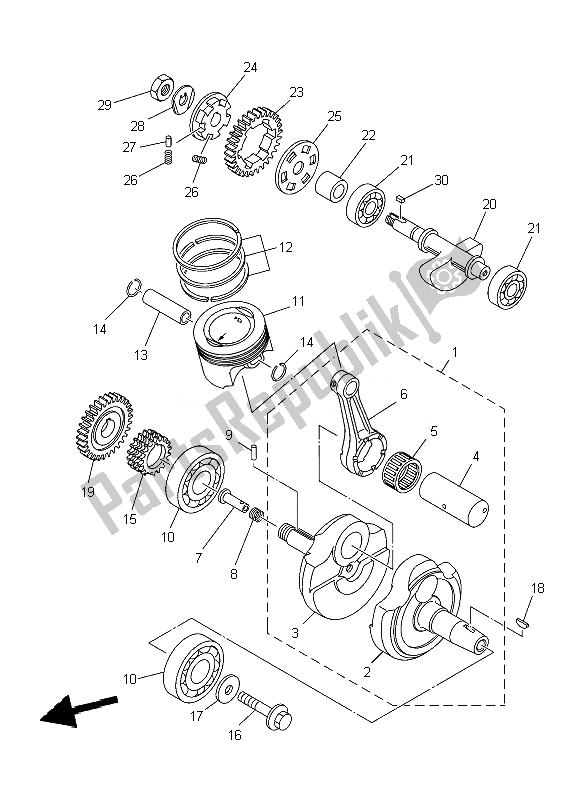 All parts for the Crankshaft & Piston of the Yamaha YBR 250 2007