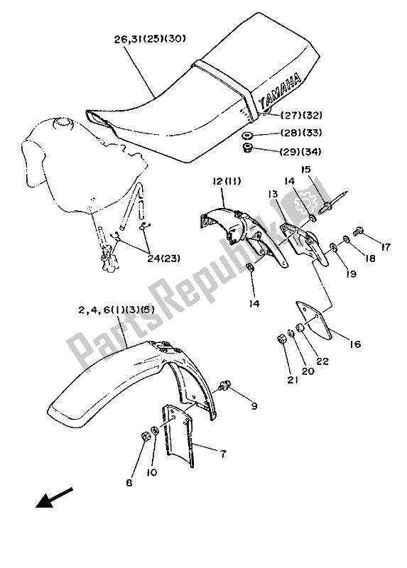 All parts for the Alternate (chassis) (for Se) of the Yamaha DT 125R 1988