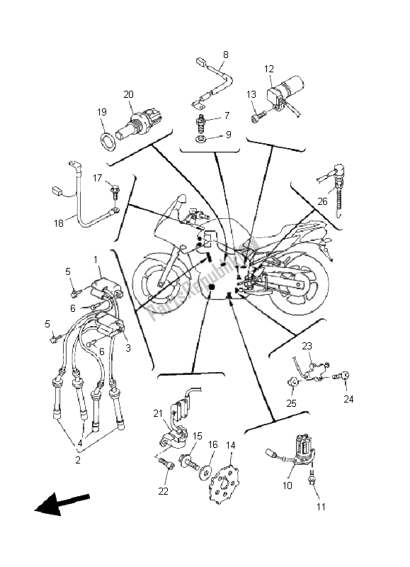 Tutte le parti per il Elettrico 1 del Yamaha FZ6 SHG Fazer 600 2007