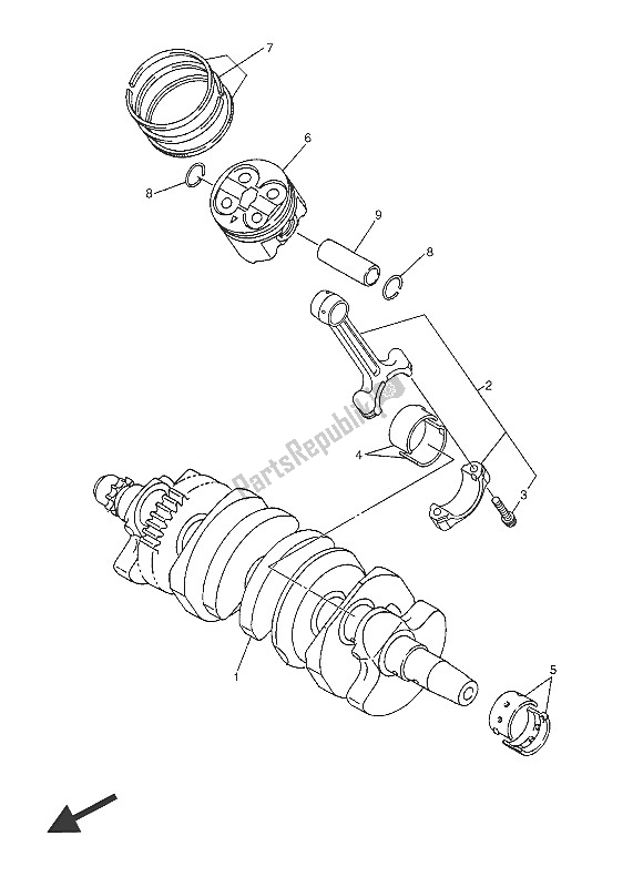 Alle onderdelen voor de Krukas & Zuiger van de Yamaha XJ6N 600 2016