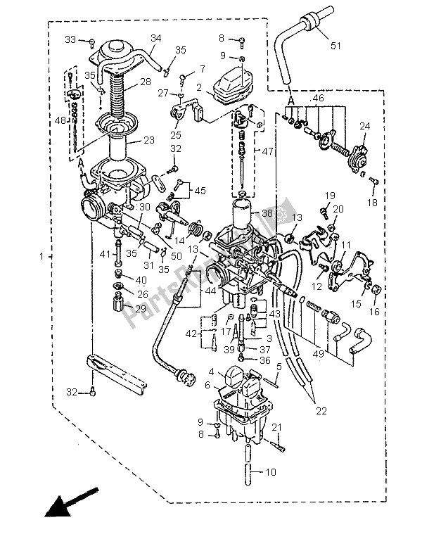 Toutes les pièces pour le Carburateur du Yamaha SZR 660 1995