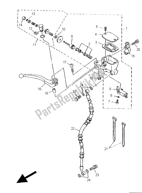 Todas as partes de Cilindro Mestre Dianteiro do Yamaha XJ 600N 1996