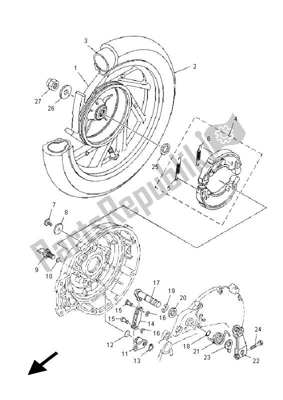 Tutte le parti per il Ruota Posteriore del Yamaha EC 03 2011