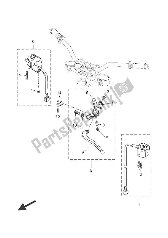 All parts for the Handle Switch & Lever of the Yamaha MT 125A 2016
