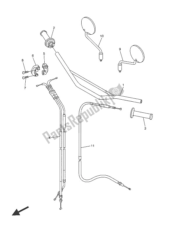 All parts for the Steering Handle & Cable of the Yamaha WR 250R 2016