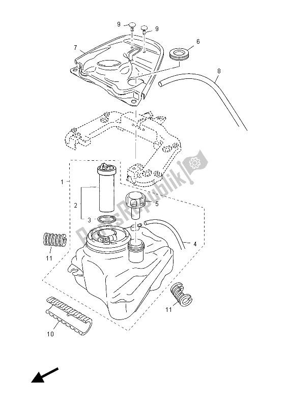 All parts for the Fuel Tank of the Yamaha YN 50F 2012