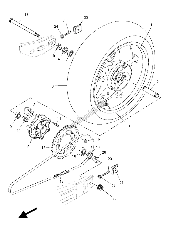 Tutte le parti per il Ruota Posteriore del Yamaha MT 03 660 2008