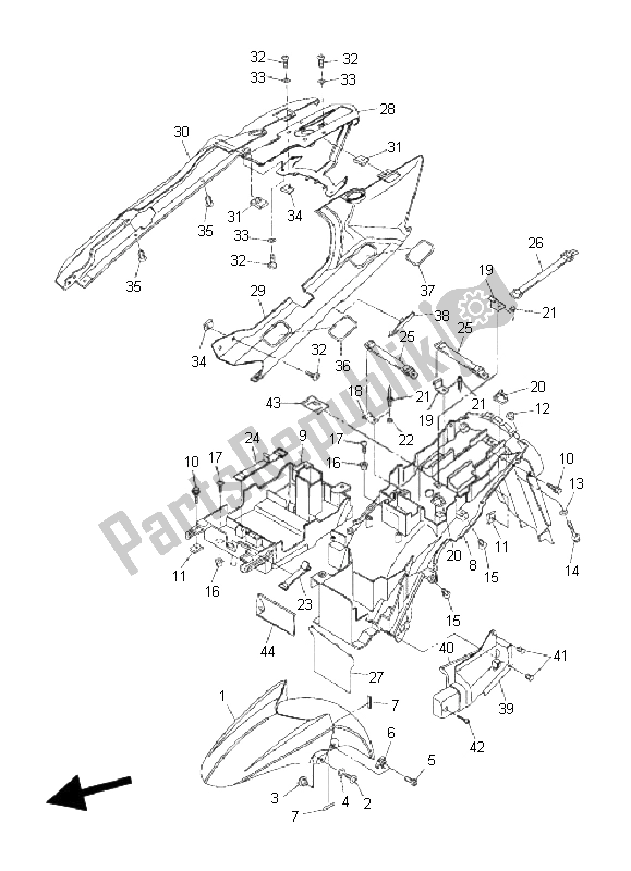 Tutte le parti per il Parafango del Yamaha FJR 1300A 2006