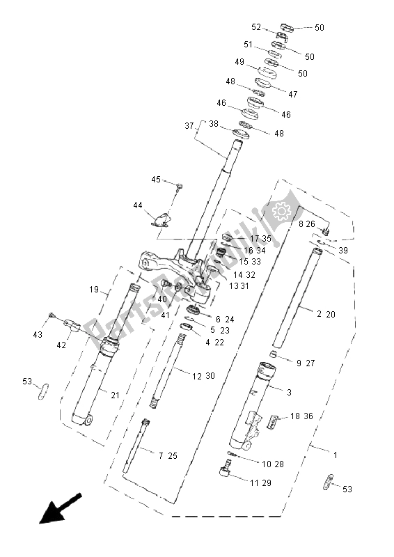 All parts for the Front Fork of the Yamaha CS 50R AC JOG 2008