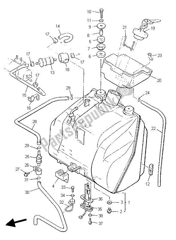 All parts for the Fuel Tank of the Yamaha V MAX 12 1200 1997