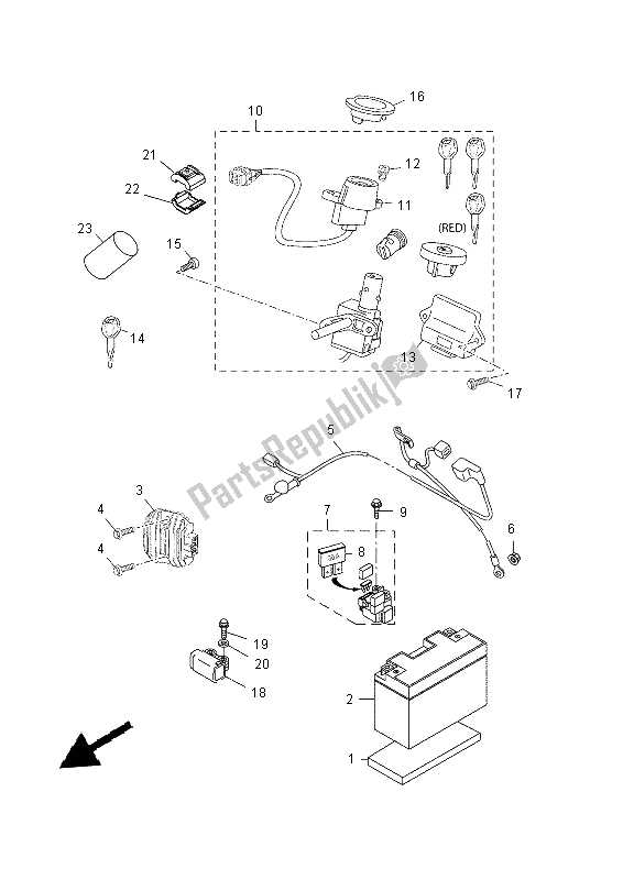 Toutes les pièces pour le électrique 1 du Yamaha YP 400 RA 2015