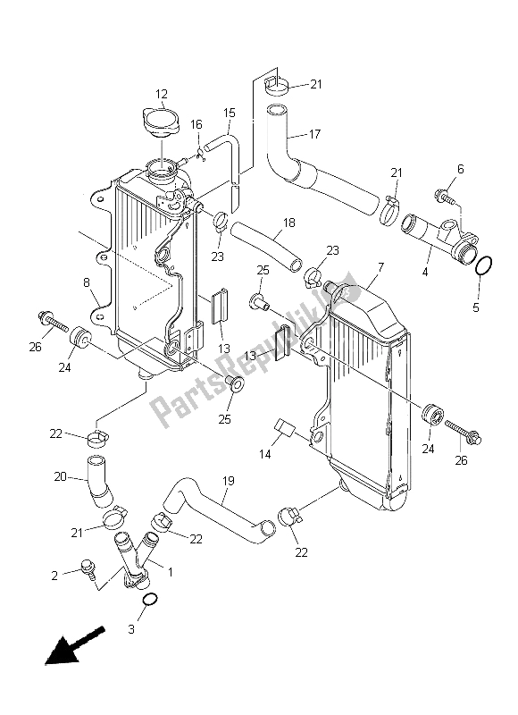Todas las partes para Radiador Y Manguera de Yamaha YZ 250 FX 2015