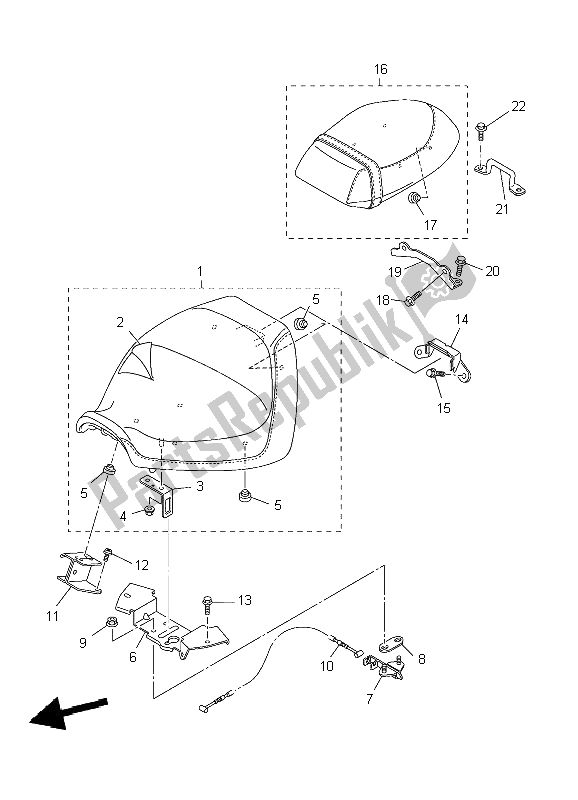 All parts for the Seat of the Yamaha XVS 950A 2009