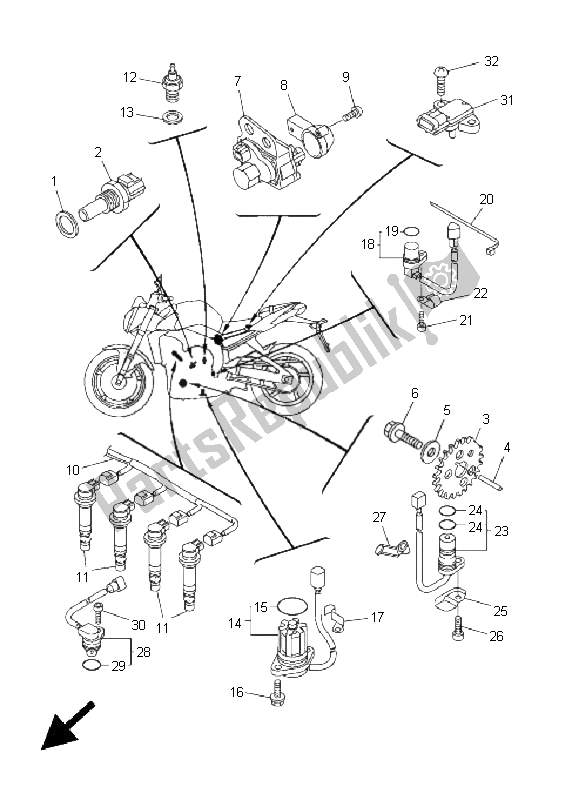 Tutte le parti per il Elettrico 1 del Yamaha FZ1 N Fazer 1000 2011