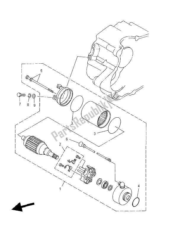 All parts for the Starting Motor of the Yamaha YFM 125 Grizzly 2X4 2012