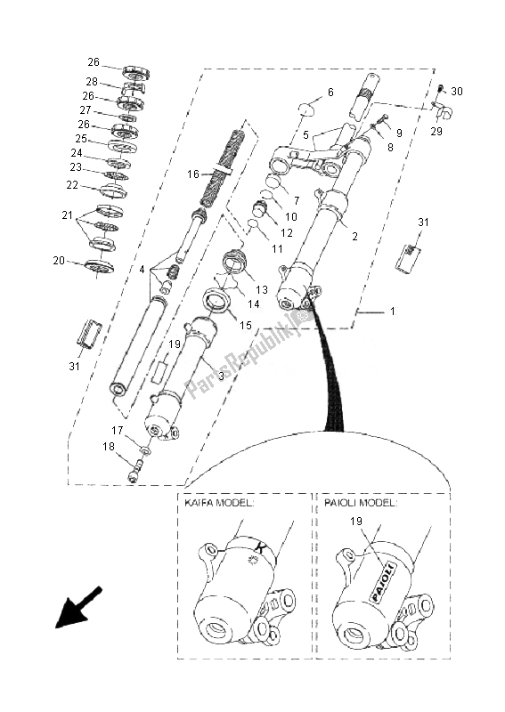 Todas las partes para Tenedor Frontal de Yamaha YQ 50L Aerox Race Replica 2007