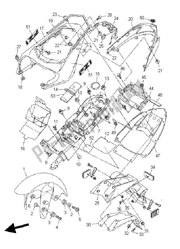 Tutte le parti per il Parafango del Yamaha FZ1 N Fazer 1000 2010