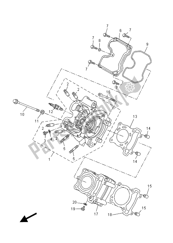 Alle onderdelen voor de Cilinderkop van de Yamaha YZF R 125 2012